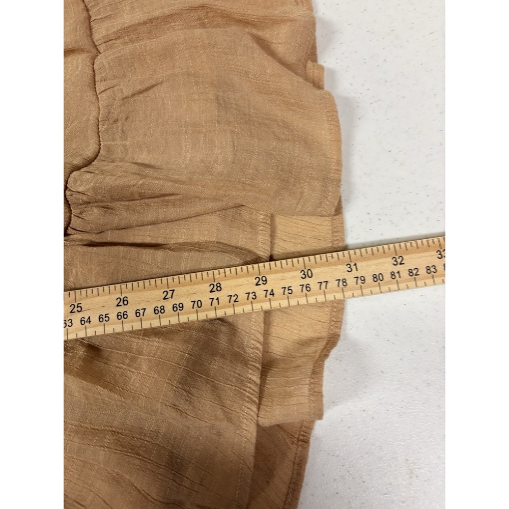 Trixxi Mini Dress Sz L Tan Ruffled Tiers Short Sleeve Flirty Coquette Y2k Party - Picture 9 of 14